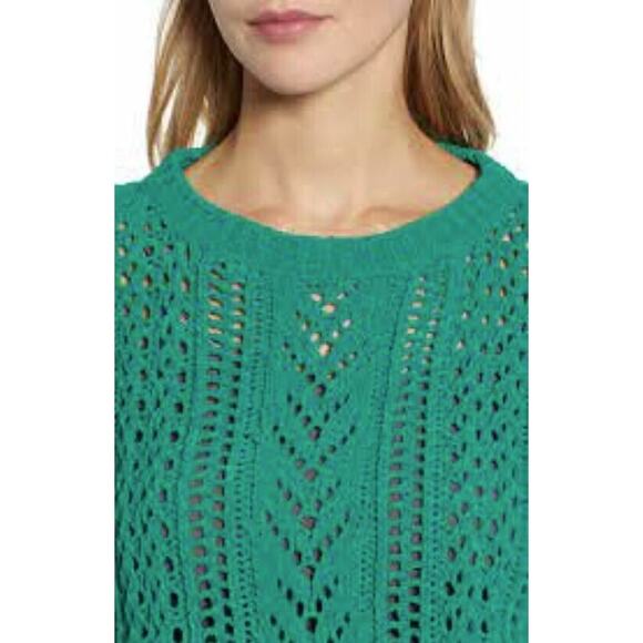 Halogen Women's Pointelle Chenille Pullover Green Small MSRP $69 - Picture 2 of 5